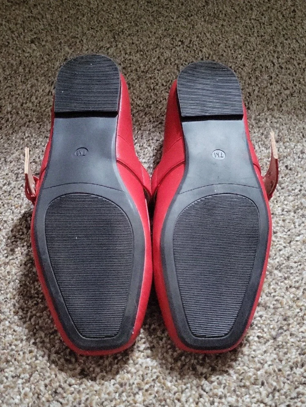 Red Mary Jane Flats with Buckle Strap